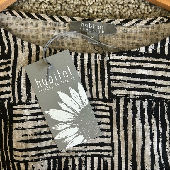 NWT Habitat Mixed Print Boxy Linen Top 3/4 Sleeve M - Picture 4 of 5